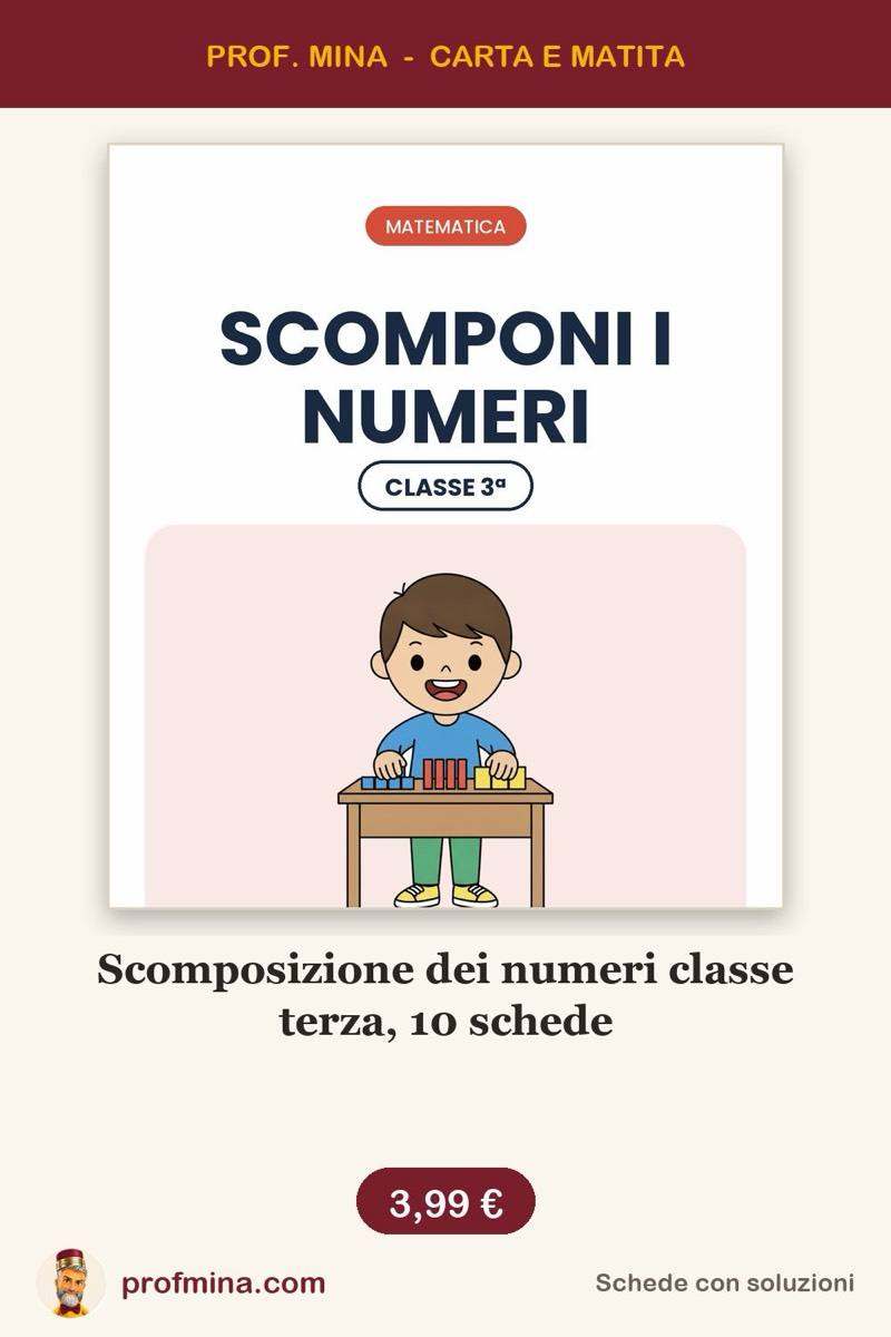 Scomposizione dei numeri classe terza, 10 schede