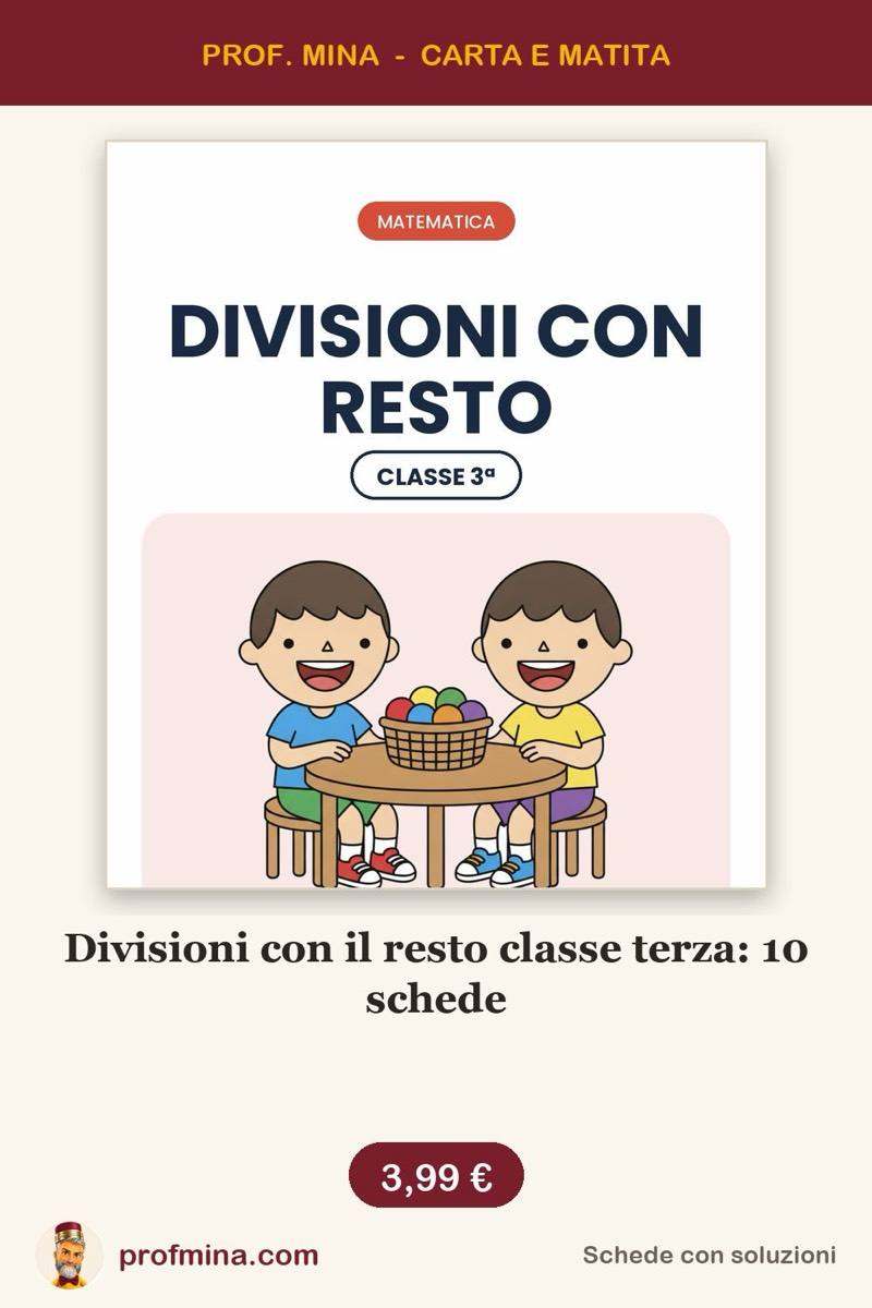 Divisioni con il resto classe terza: 10 schede