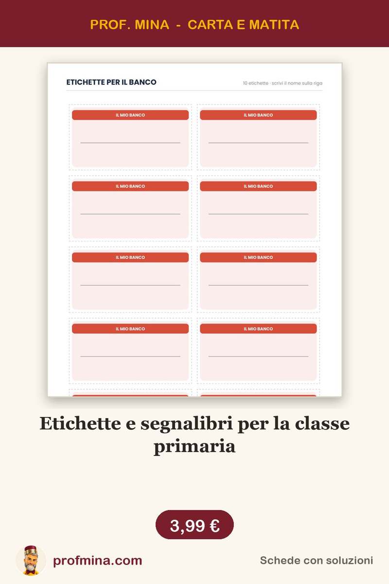Etichette e segnalibri per la classe primaria