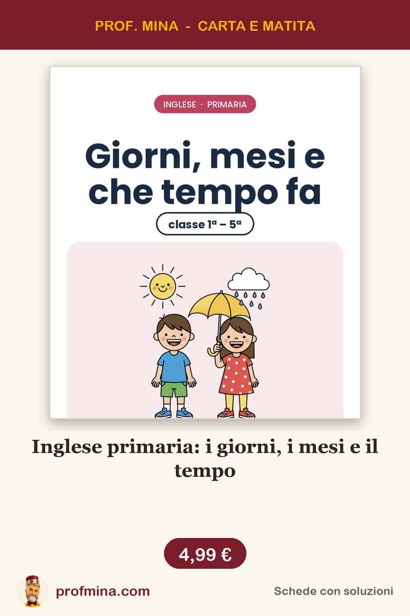 Inglese primaria: i giorni, i mesi e il tempo