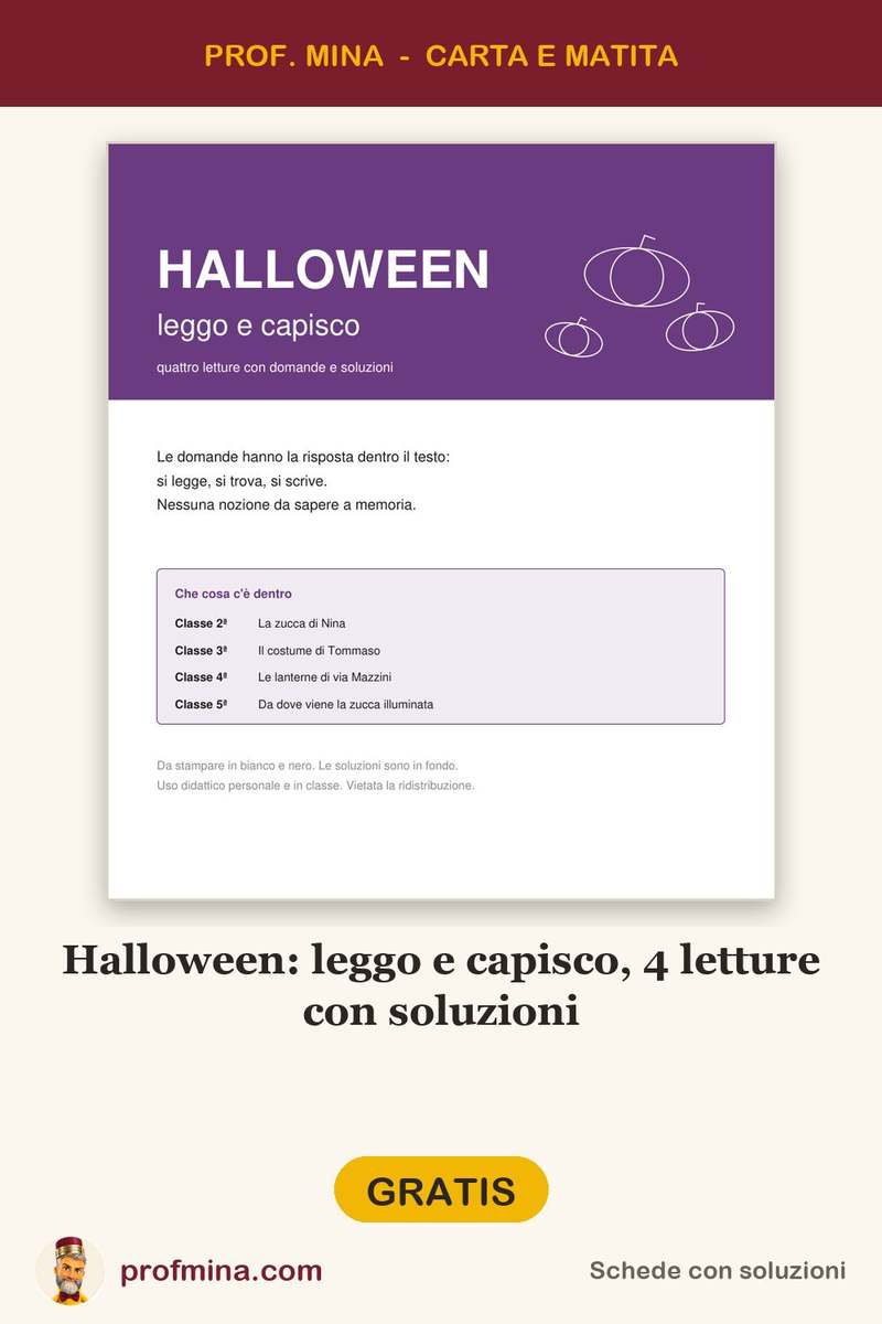 Halloween: leggo e capisco, 4 letture con soluzioni