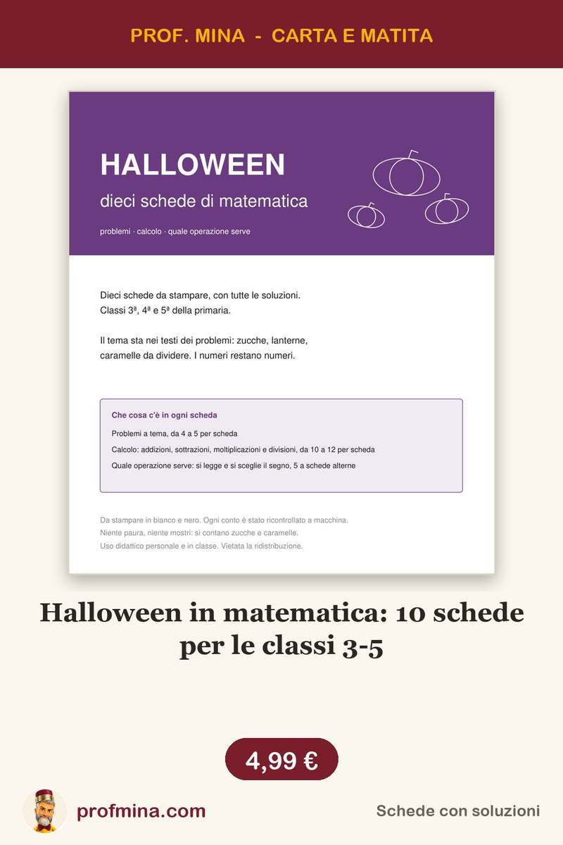 Halloween in matematica: 10 schede per le classi 3-5