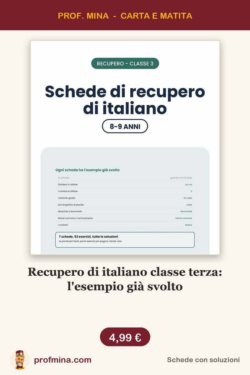 Recupero di italiano classe terza: l'esempio già svolto