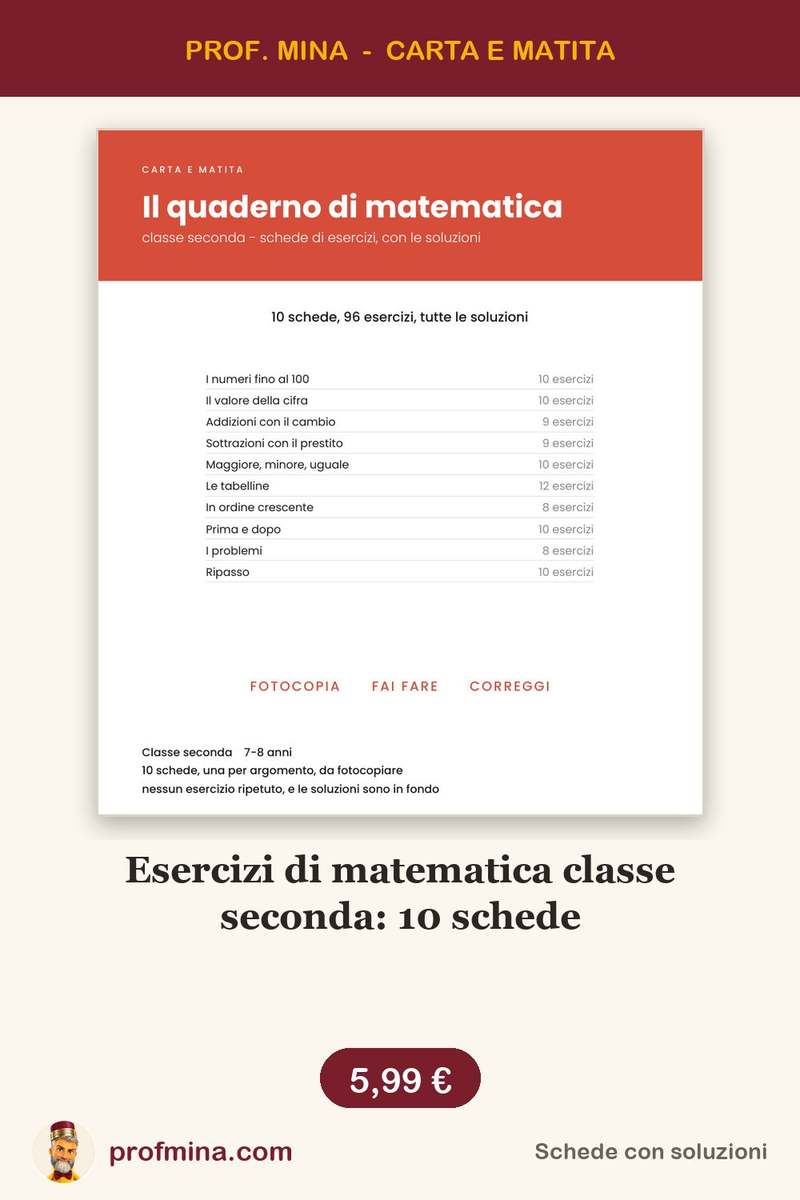 Esercizi di matematica classe seconda: 10 schede