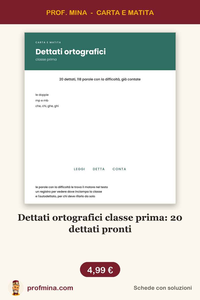 Dettati ortografici classe prima: 20 dettati pronti