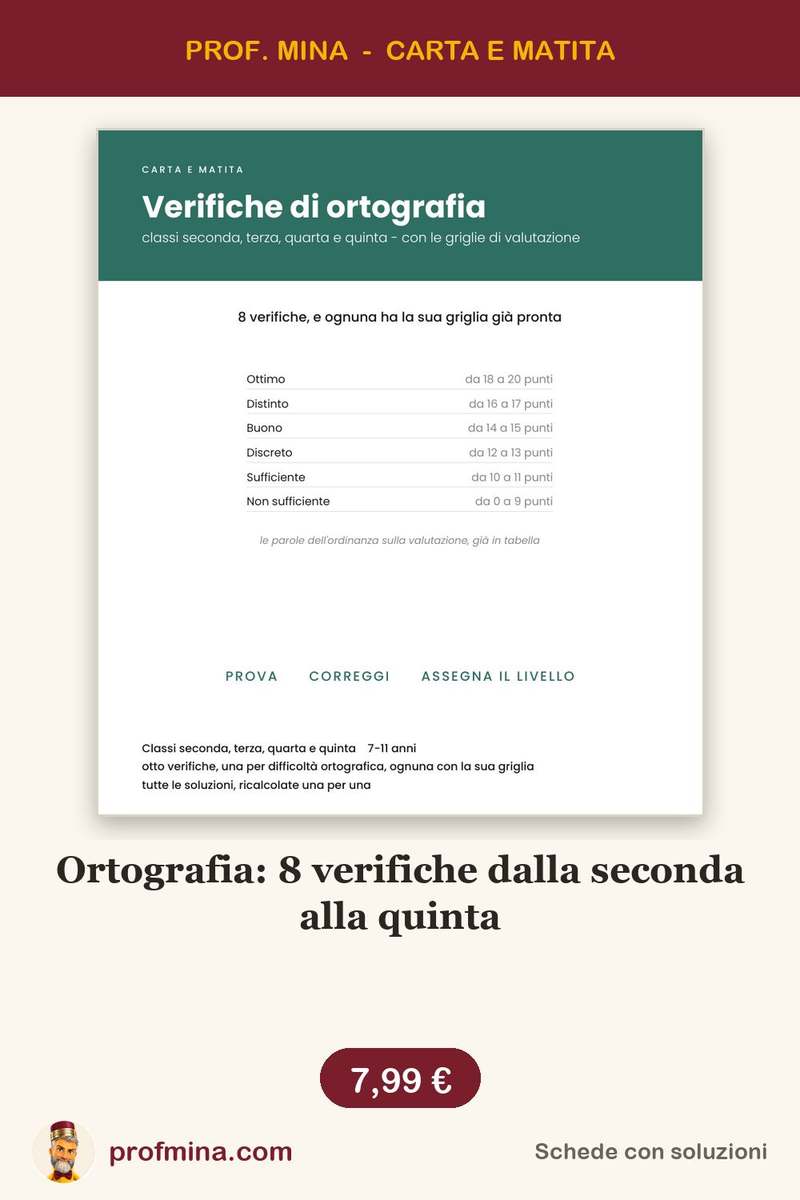 Ortografia: 8 verifiche dalla seconda alla quinta