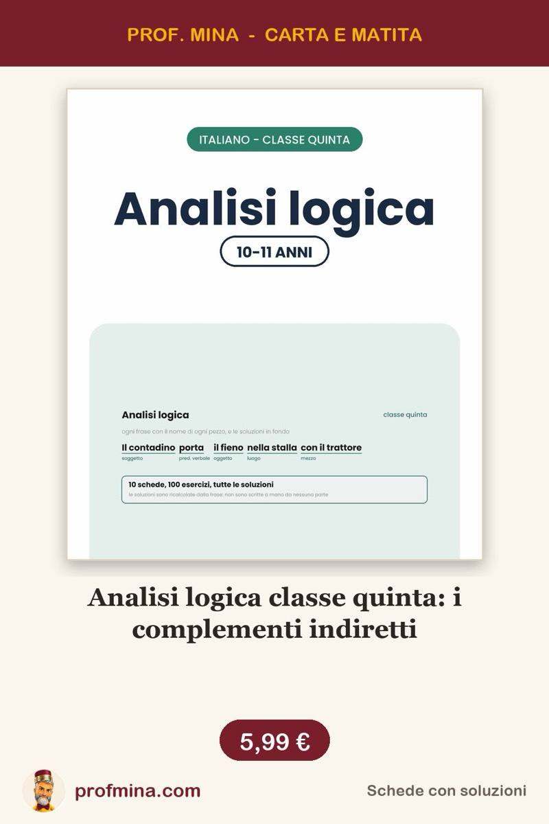 Analisi logica classe quinta: i complementi indiretti