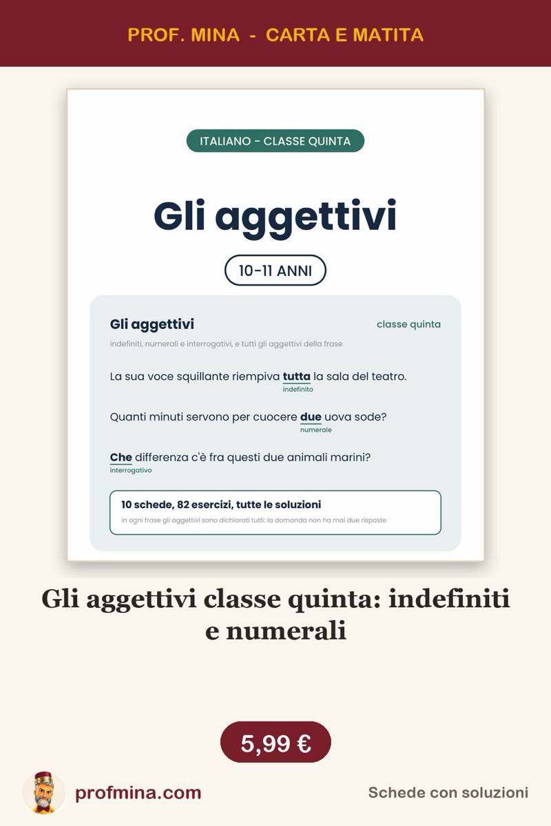 Gli aggettivi classe quinta: indefiniti e numerali