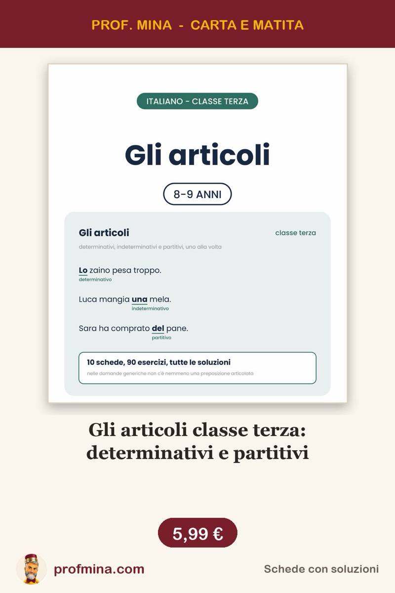 Gli articoli classe terza: determinativi e partitivi