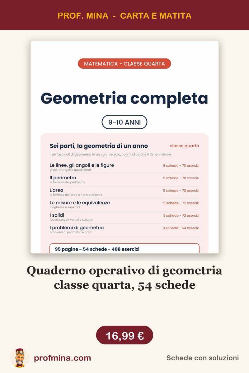 Quaderno operativo di geometria classe quarta, 54 schede