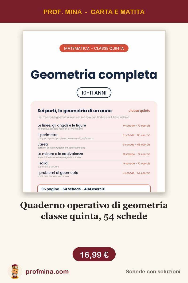 Quaderno operativo di geometria classe quinta, 54 schede