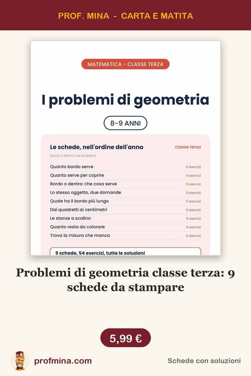 Problemi di geometria classe terza: 9 schede da stampare