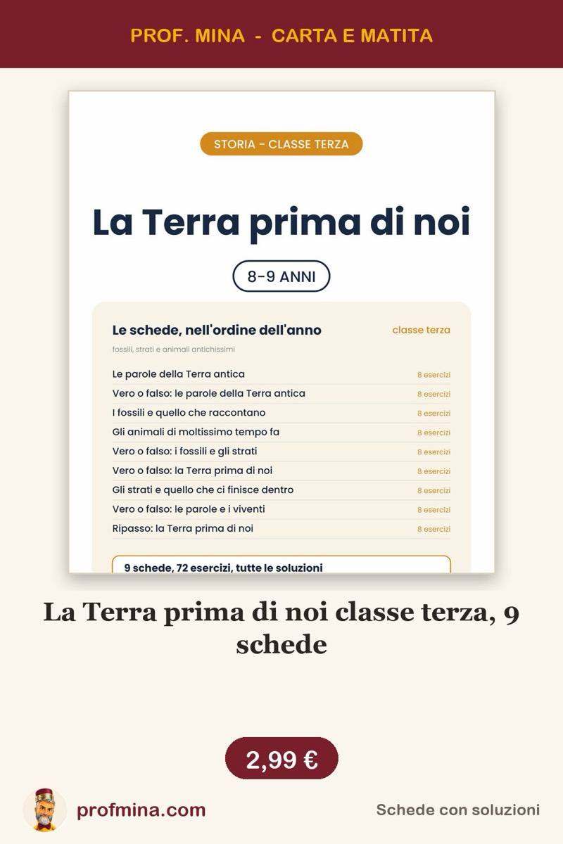 La Terra prima di noi classe terza, 9 schede