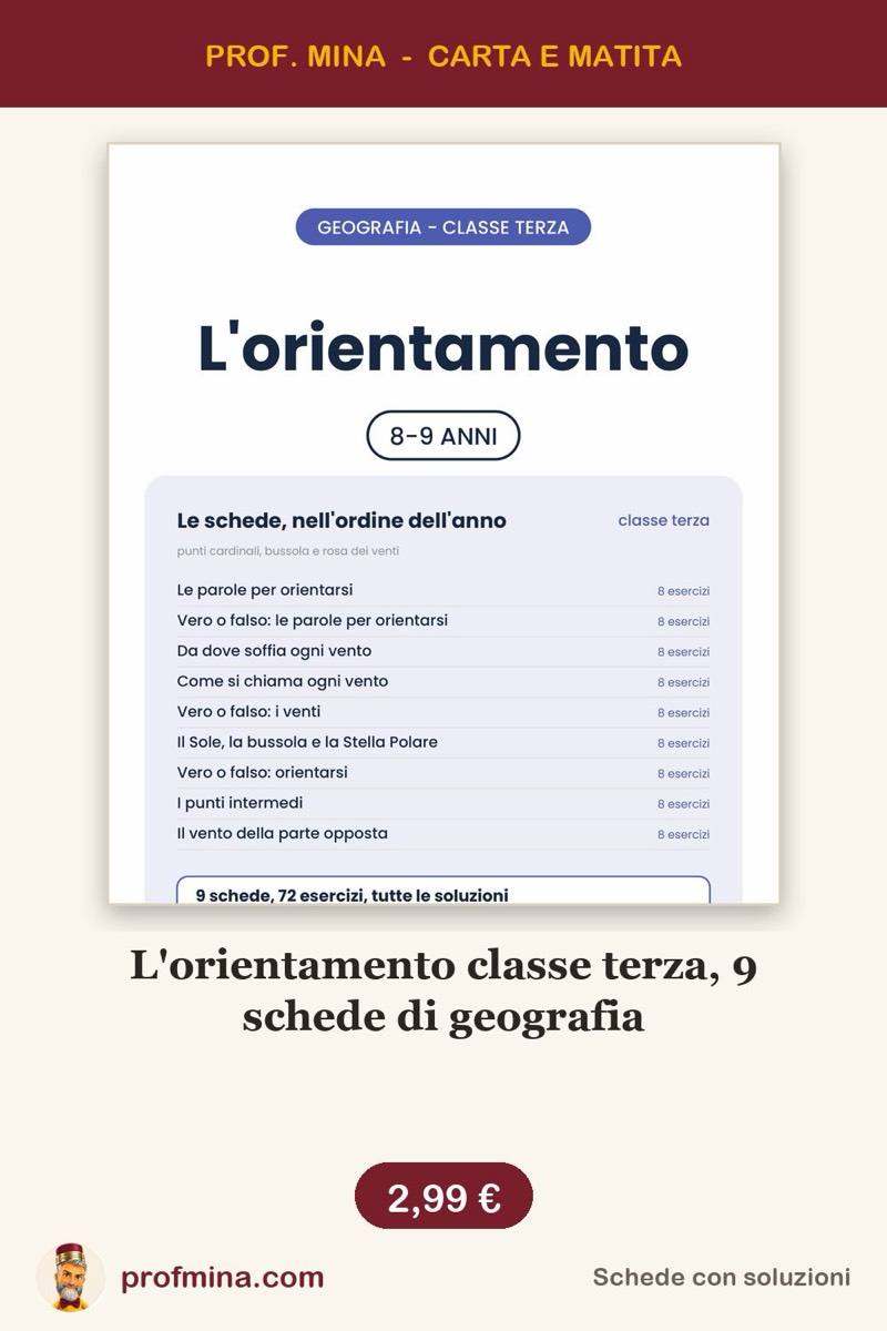 L'orientamento classe terza, 9 schede di geografia