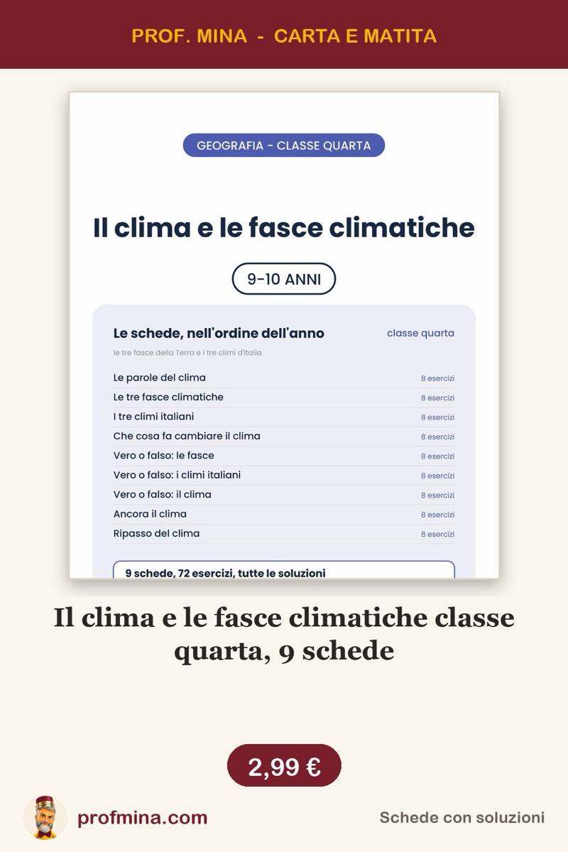 Il clima e le fasce climatiche classe quarta, 9 schede