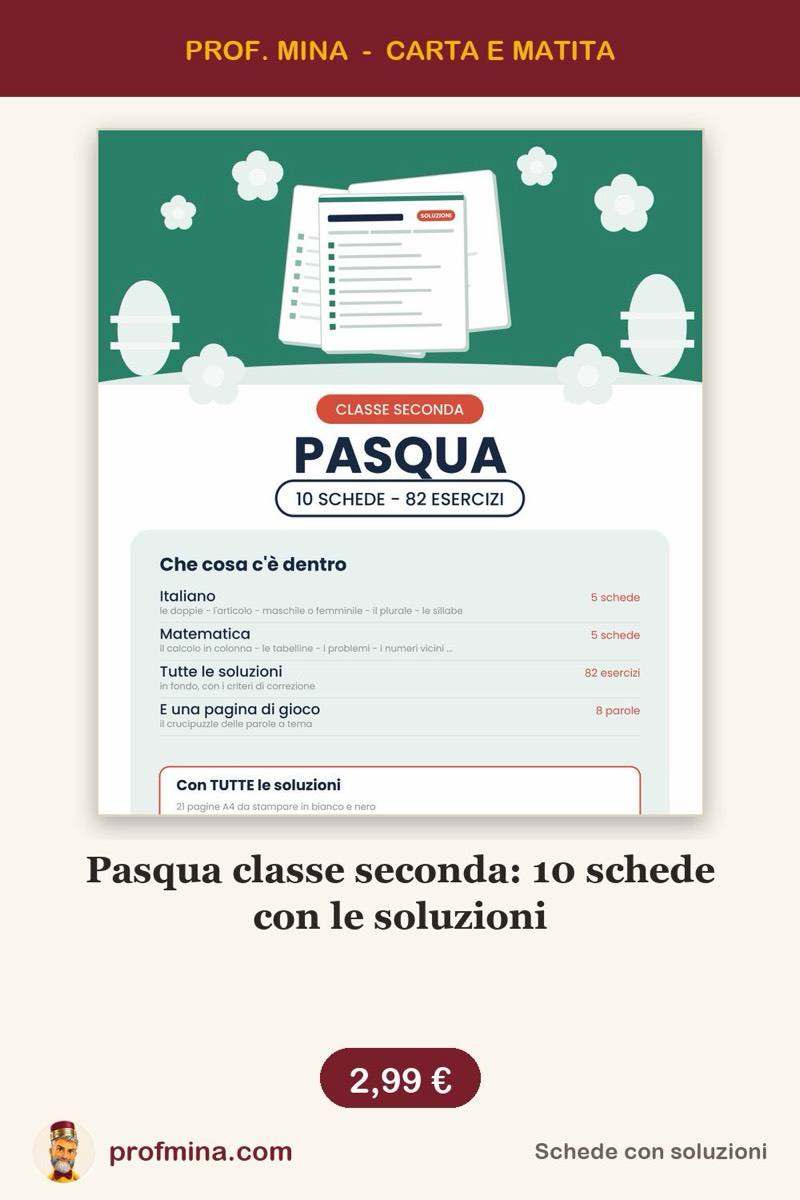 Pasqua classe seconda: 10 schede con le soluzioni