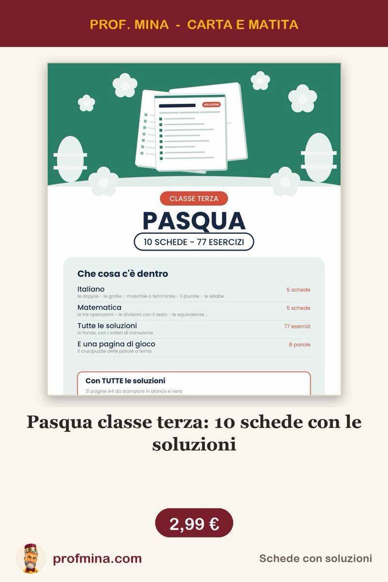 Pasqua classe terza: 10 schede con le soluzioni