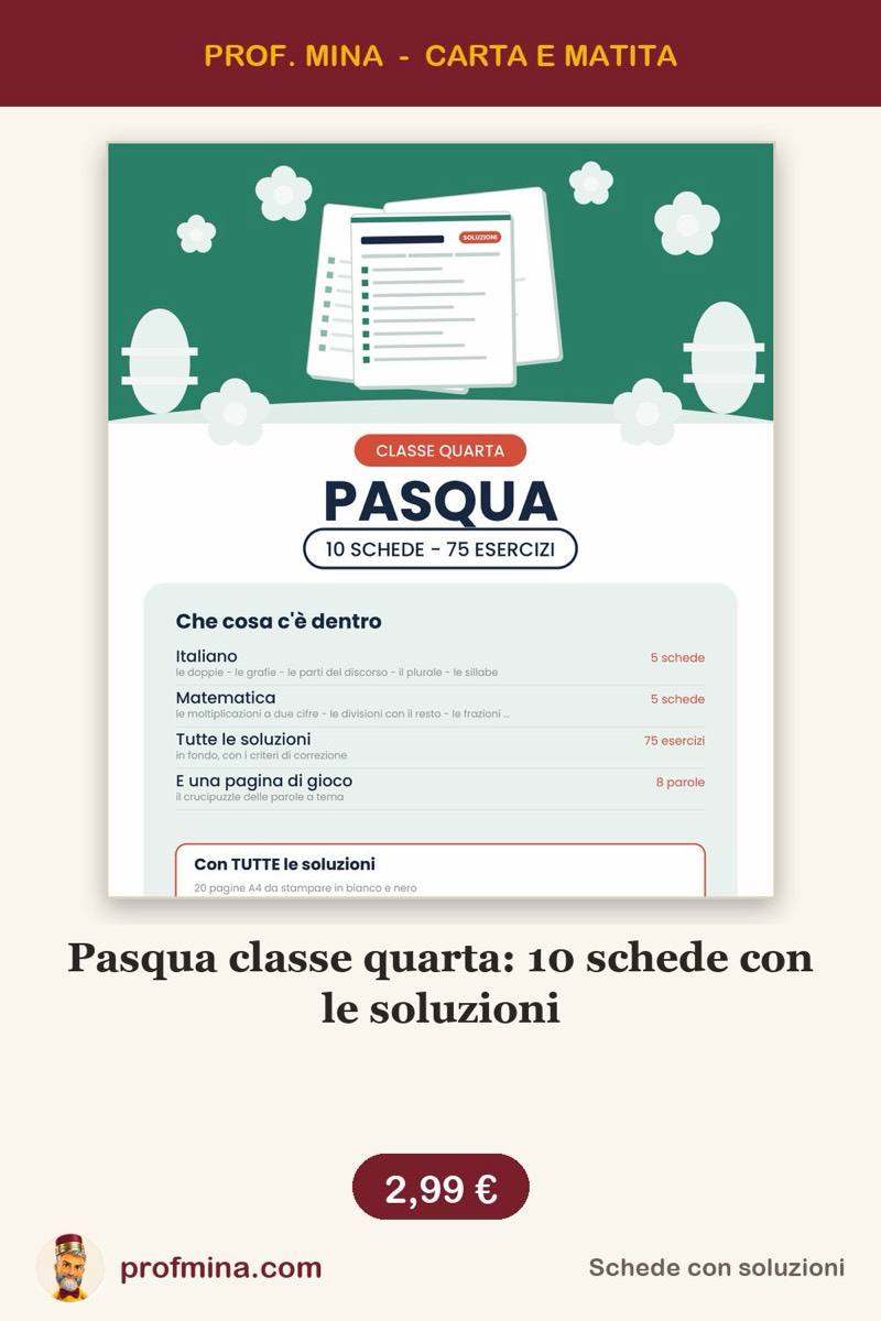 Pasqua classe quarta: 10 schede con le soluzioni