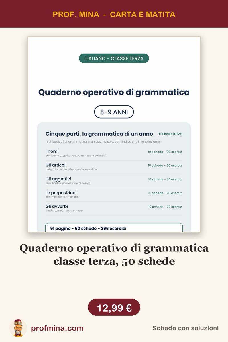 Quaderno operativo di grammatica classe terza, 50 schede