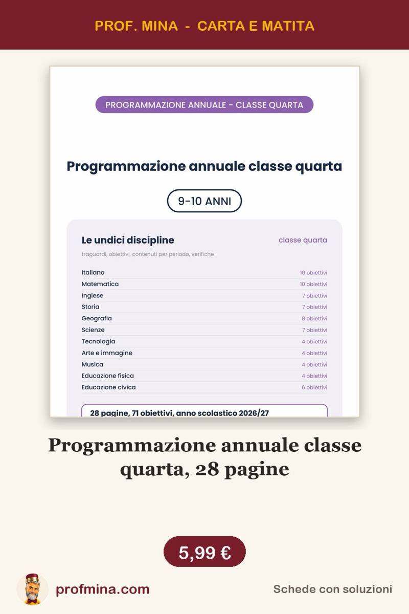 Programmazione annuale classe quarta, 28 pagine