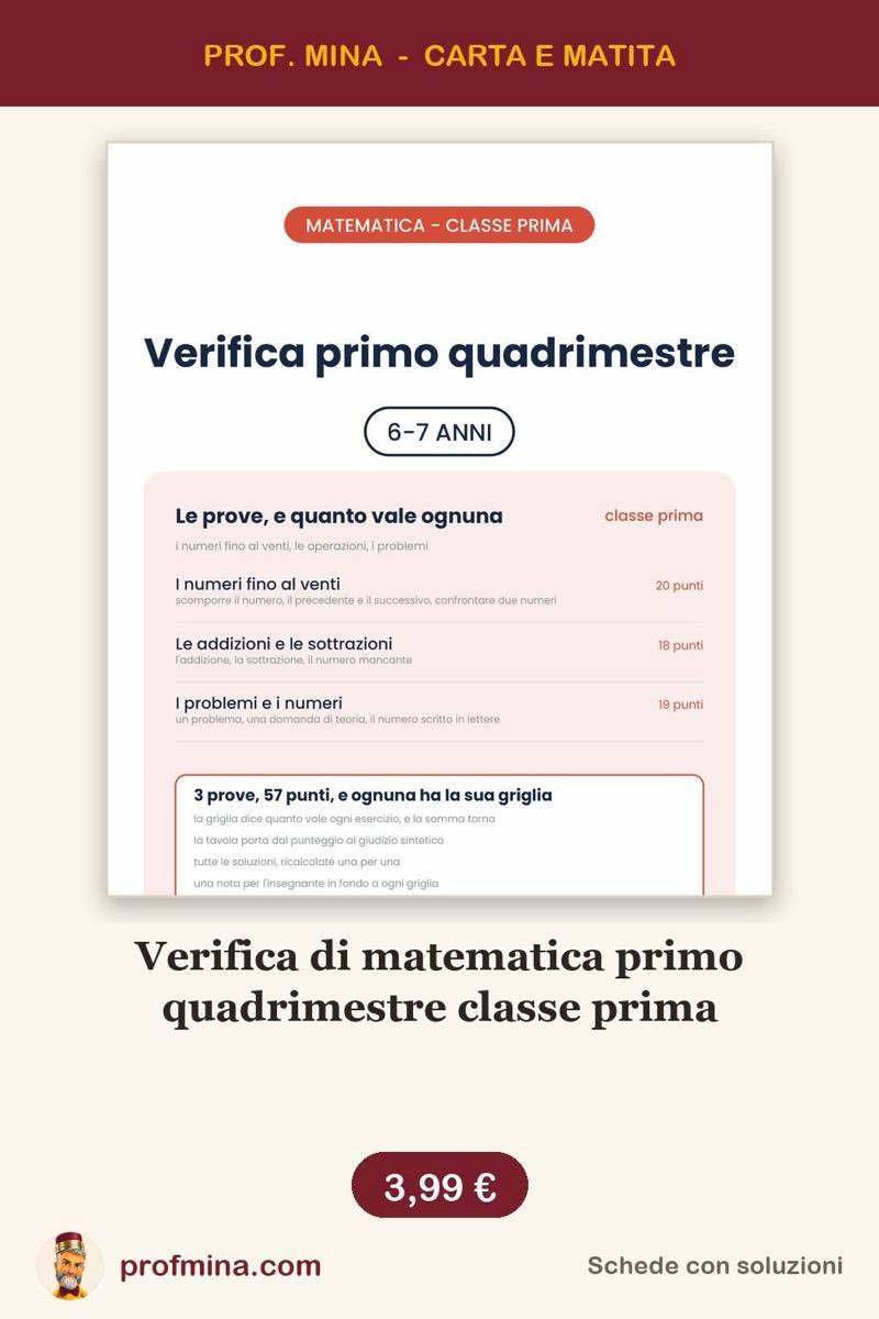 Verifica di matematica primo quadrimestre classe prima