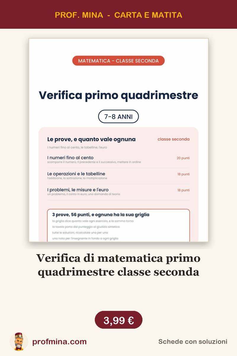 Verifica di matematica primo quadrimestre classe seconda