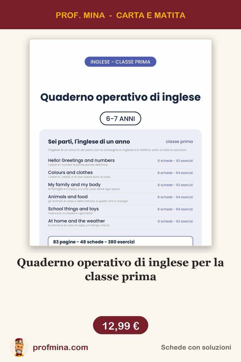 Quaderno operativo di inglese per la classe prima