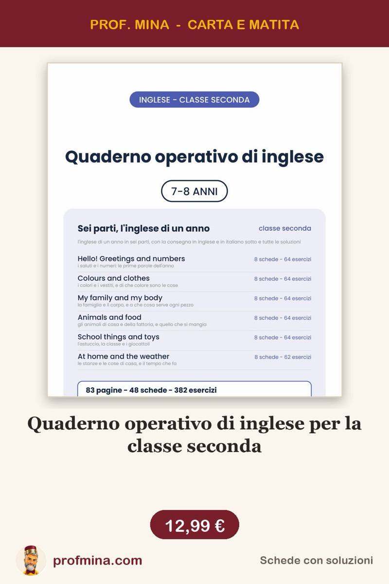 Quaderno operativo di inglese per la classe seconda