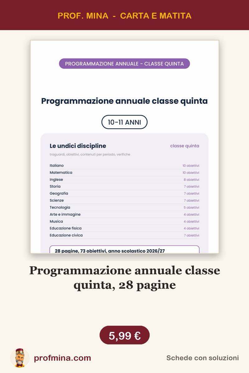 Programmazione annuale classe quinta, 28 pagine